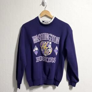 Vintage University Of Washington Graphic Sweatshirt Medium Purple Huskies 90s